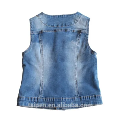 Wholesale Fashion 100% Cotton Kids Girls Waistcoats Denim Vest