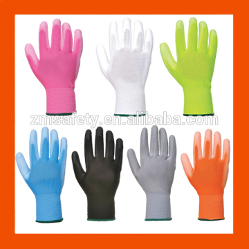 13G White PU Coated Safety Work PU Palm Gloves