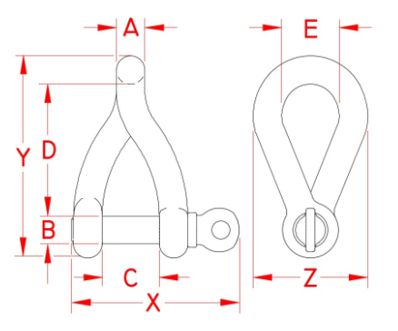 Drawing of twisted shackle