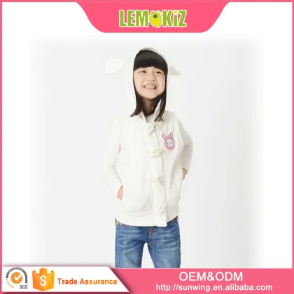 Hot selling cartoon hoodie design 100%polyester 2-13years old little girl hoodie vest coat