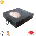 Cardboard gift packaging box with lid handle