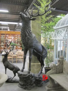 black garden life size bronze deer statues for sale