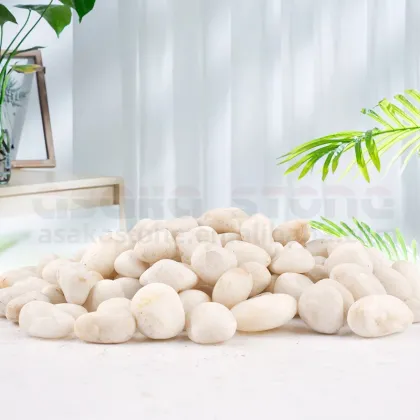 Natural Polished White River Rock Cobbles & Pebbles for Garden Landscaping