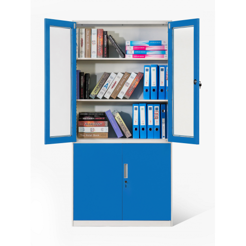 Книжный шкаф из высококачественной стали со стеклянными дверцами