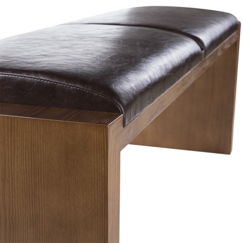 Banco de sofá elegante em couro de madeira para restaurante
