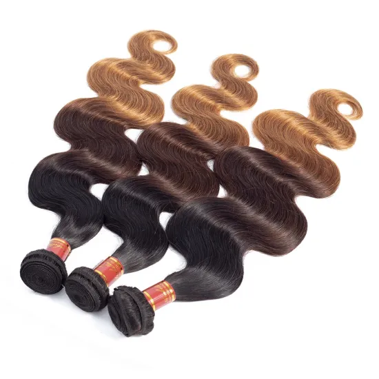 Pre Colored Colored 3 Tones 1B/4/27 Unprocessed Virgin Body Wave Russian Hair Extension