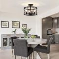 Black and Gold Semi Flush Mount Ceiling Lamp