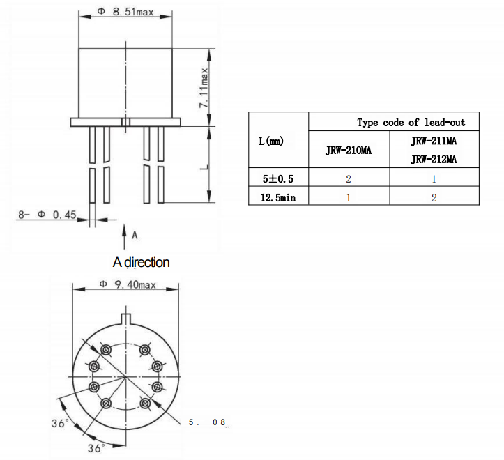 JRW-212MA TO-5 vs Teledyne 412DD dimensional comparison