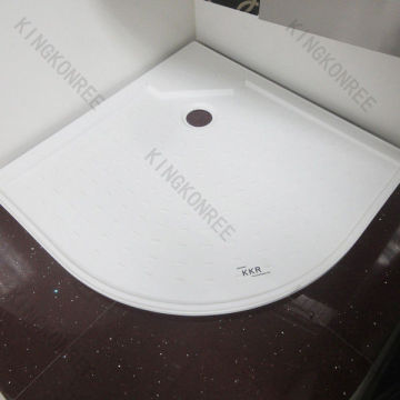 Bathroom Oval White Acrylic Solid Surface Shower Tray With Overflow Hole