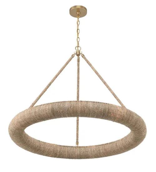 Custom Simple Vintage Woven Rattan Chandelier Round Pendant Light