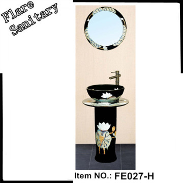 Bathroom Sanitary Ware black lotus Pedestal Wash Basin