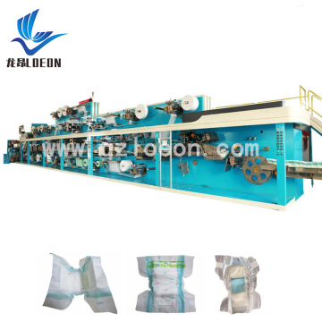 Disposable baby diaper manufacturing machine with packing