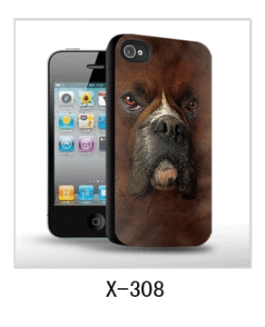 Cane foto Iphone 4 3d pc caso, caso rivestito in gomma, più colori disponibili