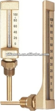 V shaped glass industrial thermometer