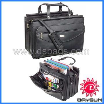 Solo black vinyl triple-gusset briefcase bag