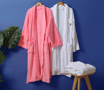 Kimono Collar 100% Cotton Terry Velour Bathrobe