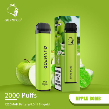 Gunnpod 2000 퍼프 일회용 vape 장치 원본