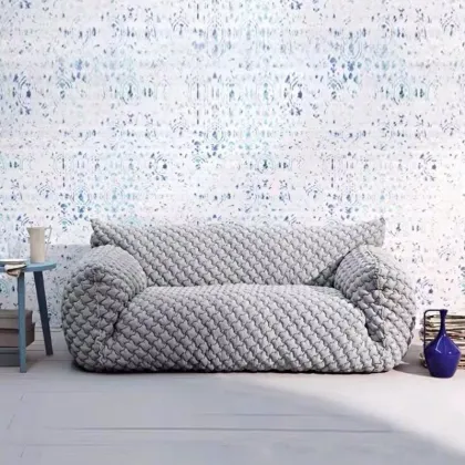 High-End Italian Fabric Sofa: Button Design, Comfortable Leisure Furniture