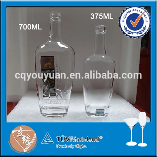 High end flat clear vodka 375ml liquor bottle