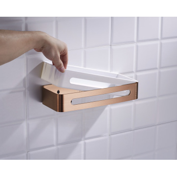 Organizador de pared de canasta de ducha de baño de oro rosa