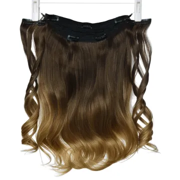 Natural Clip in One Piece Hair Extension Blonde Soft Long Wavy Invisible Wire Fish Line Hair Synthetic Hair Extensions