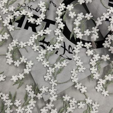 Brisk Flower Embroidery On Nylon Mesh Fabric