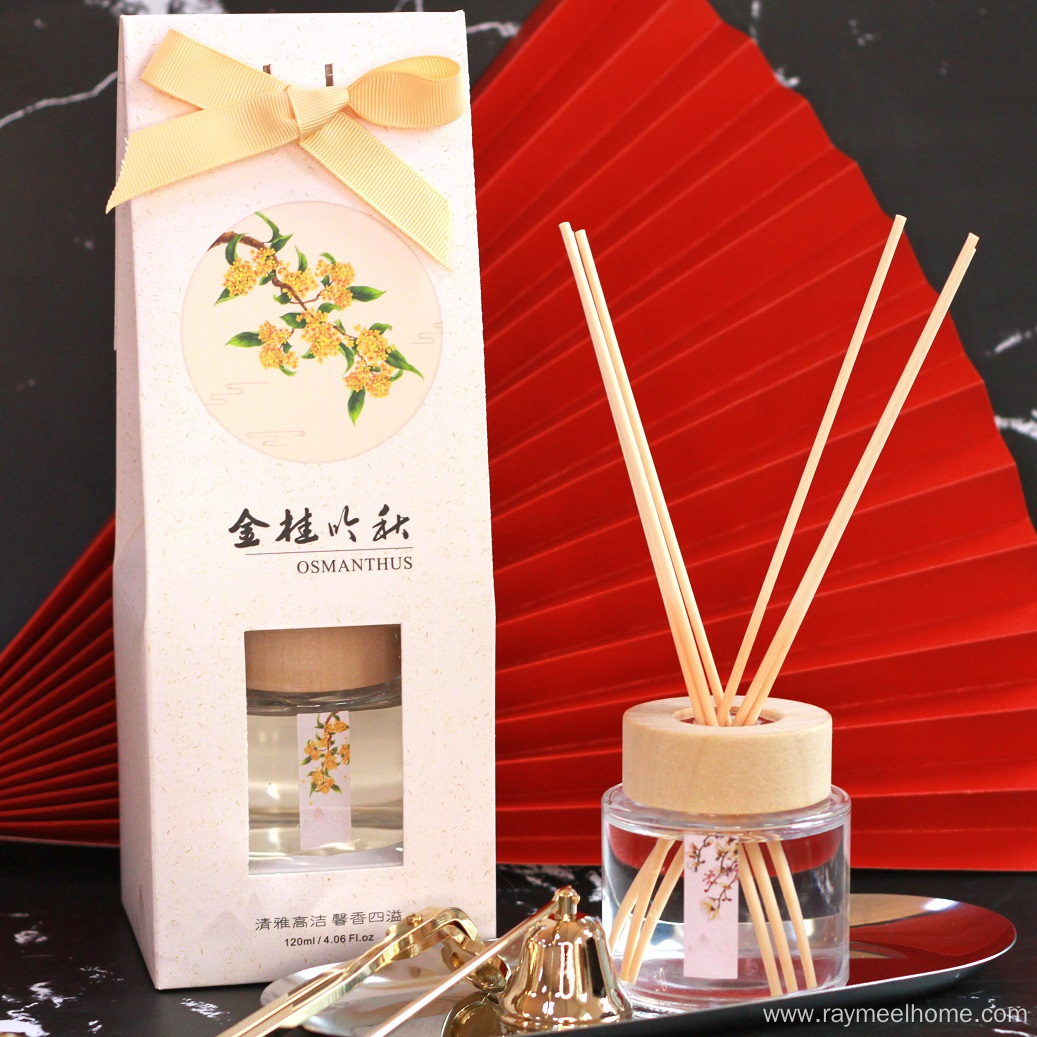 Chinoiserie glass bottle+5pcs black fiber sticks+packing box+fragrance oil