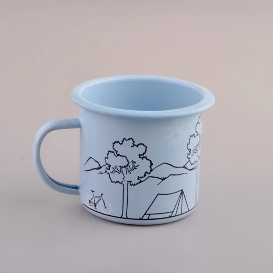 High Quality Sky Blue Simple Design Enamel Mug Coffee Mug
