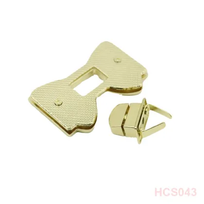 Shiny Gold Tie Bow Shaped Leather Bag Lock Factory Supply