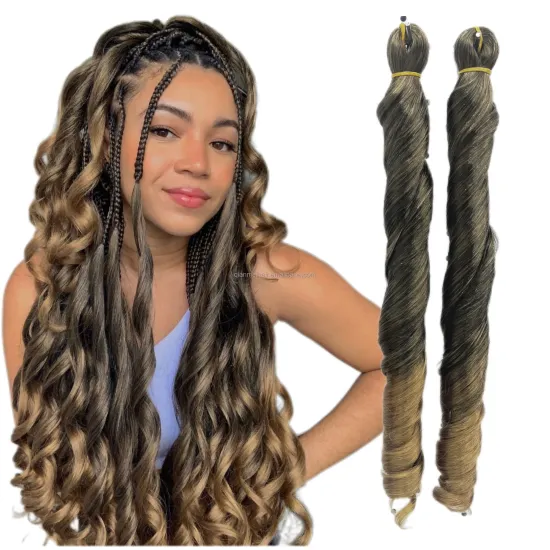 Wholesale 100% Kanekalon Ombre Synthetic Hair Extensions: 24 Inch Wave Yaki Pony Style French Curls
