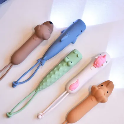 Cute Animal Silicone USB Flashlight with Lanyard