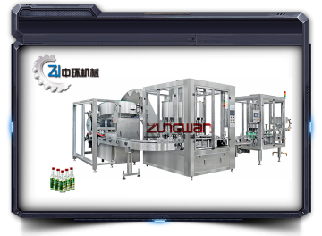 Production line includes recovery bottle filling, pressing (tightening) caps, labeling.