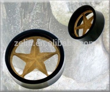 Fashion acrylic ear plug body jewelry inner with star ear plug tunnel