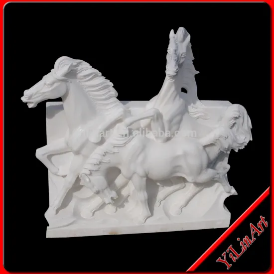White Marble Stone Horse Wall Relief Sculpture