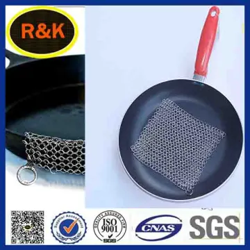 stainless steel 6''*8'' chainmail cast iron cleaner