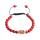 Amber and Crown Charm Red Turquoise Beads Woven Bracelet