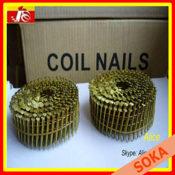 Hot china products wholesale anti-rust yellow painting coil nails / coil nails for pallets price