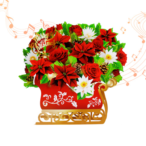 Tarjeta emergente musical con ramo de Navidad