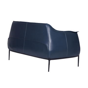 Chaise à deux places Archibald en cuir bleu moderne