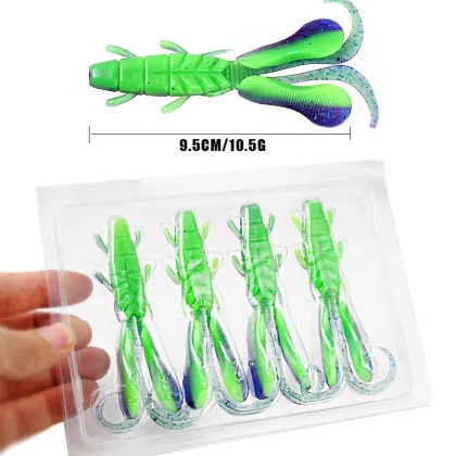 4Pcs/Bag Fishing Lures - Crayfish & Shrimp Soft Bait for Bass & Pike