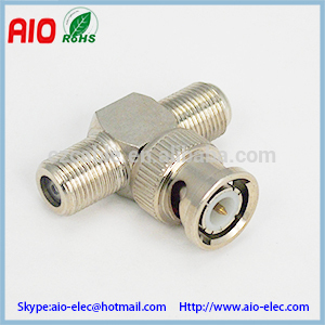 T type RF Adaptor Connector bnc male to F female-female for CCTV