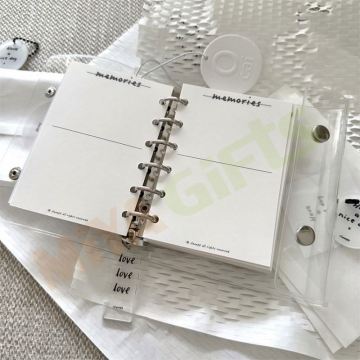 Transparent Plastic Vinyl Mini A7 Binder Zipper Case for Planner Diary