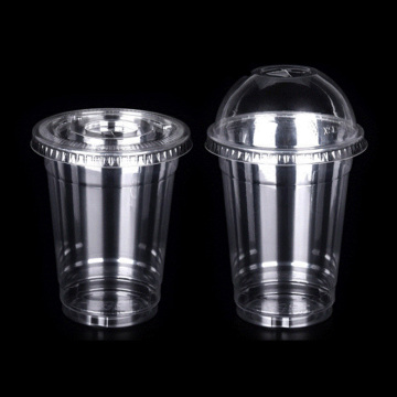 Recycelbare kalte Trinkdurchweg transparente Plastikbecher mit Deckel