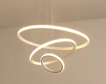 Home Decor Modern Lamp Living Room Hotel Circle Hanging Pendant Light Design 3 Ring Acrylic Gold Luxury Round Led Chandelier