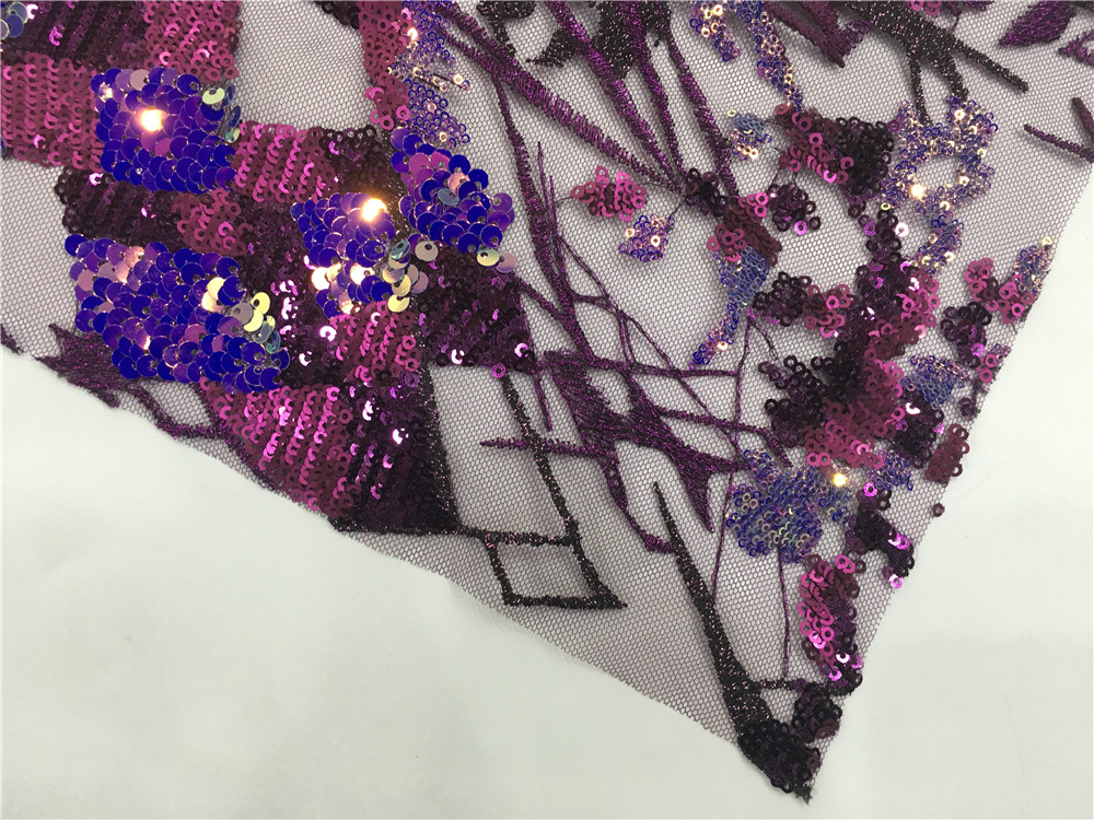 Pink Spangle Embroidery Fabric