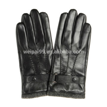 New design concise buckle decoration wool cuff men sheepskin touch screen leather gloves SL-EMT002
