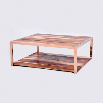 Goolee Compact Toughened Stainless Steel And Wooden Coffee Table