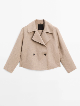 Women's temperament commuting style short version suit collar woolen coat