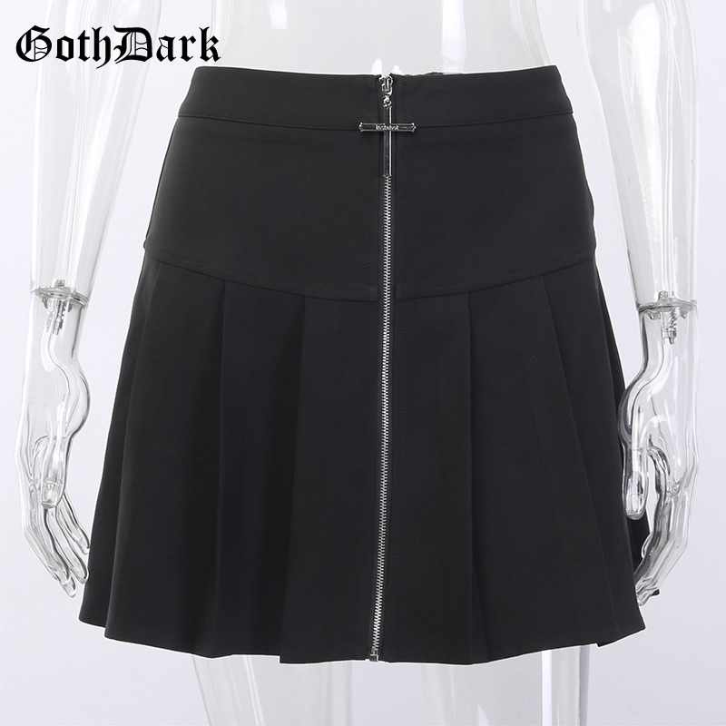 Goth Dark Gothic Vintage Punk Women Skirts Bodycon Pleated Harajuku Aesthetic Spring 2020 Skirt Emo Egirl Y2K Punk Grunge Chic