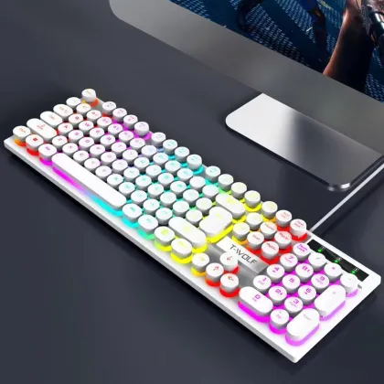 104 Keys USB Rainbow Backlight Game Keyboard with Mechanical Feel